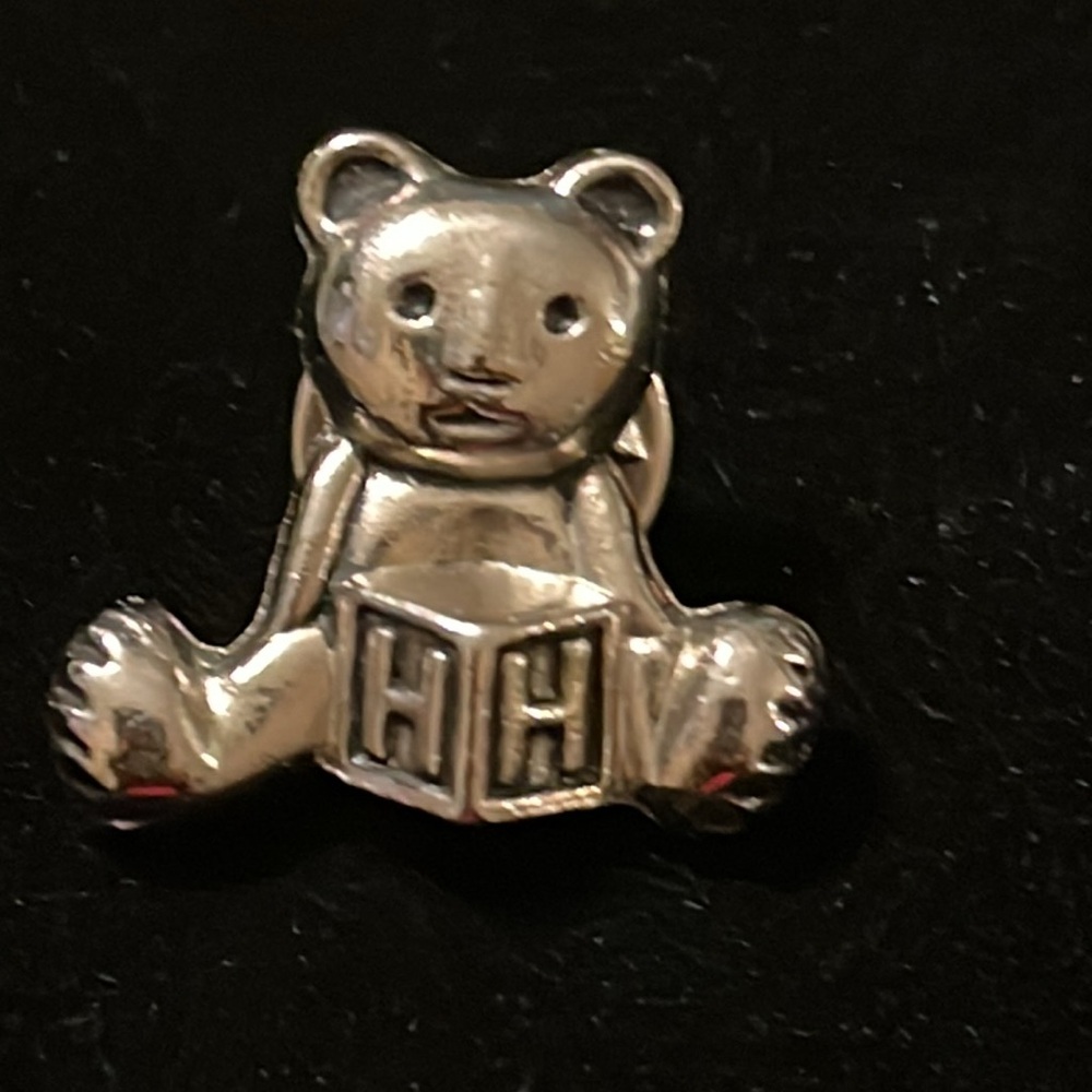 Engraved “HH” Silver Teddy Bear Pendant